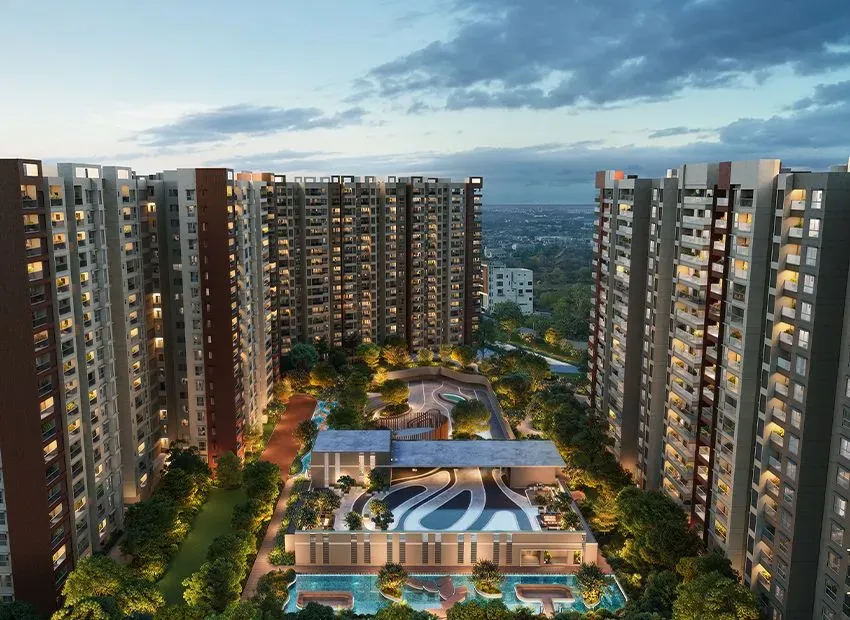 Sattva Hill View master plan Kanakapura Road skyscraper towers near Art of Living Ashram