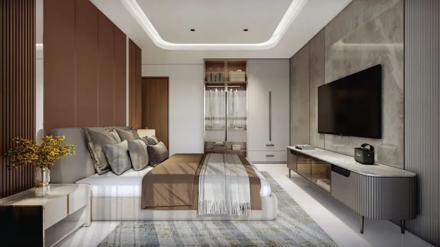 Sattva Hill View concept living room interior smart luxury apartment