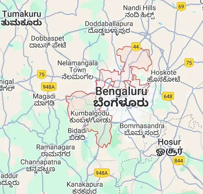 Location map of Sattva Hill View Kanakapura Main Road near Art of Living Ashram